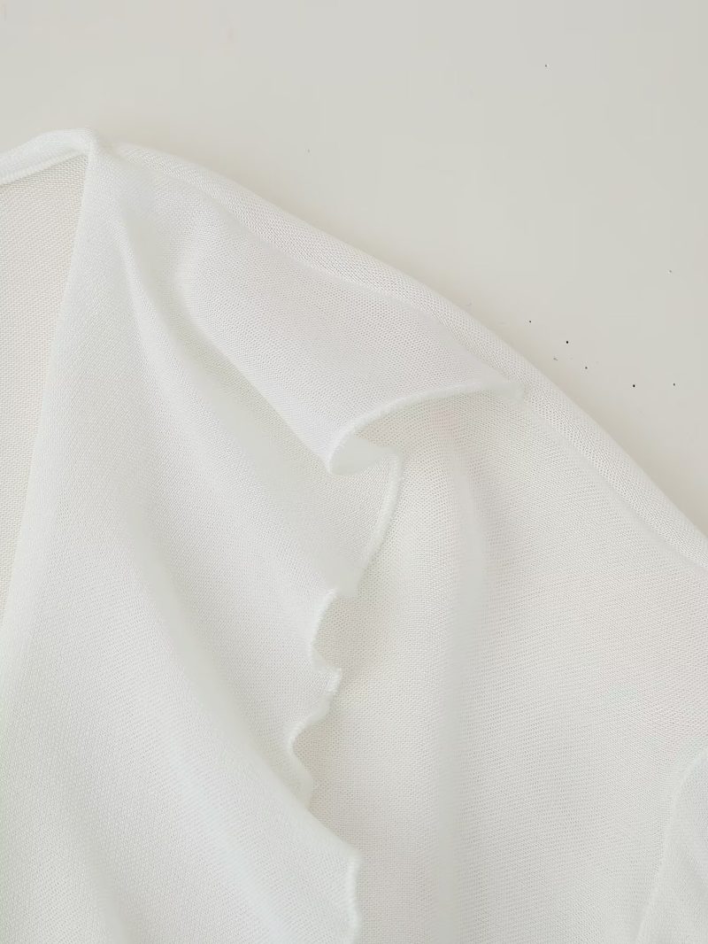 Ruffled Collar Tied Bell Sleeve Chiffon Shirt - Image 4