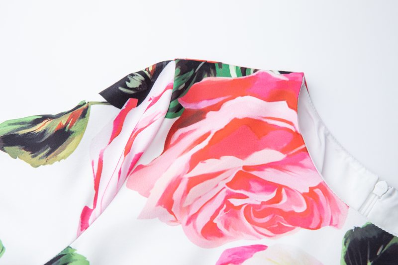 Printed Round Neck High-Waist Swing Dress - Image 3