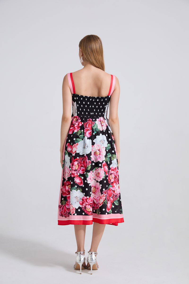 Printed Halter High Waist Dress with Elastic Back - Image 2