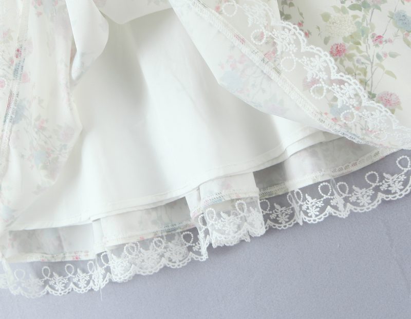 Cherry Blossom Lace Embroidered Square Collar Dress - Image 3