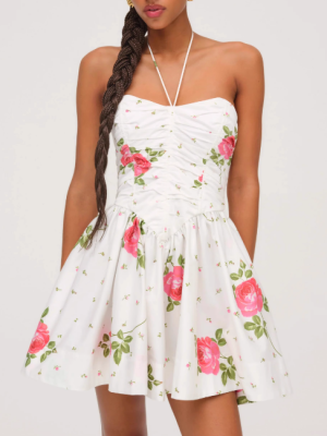 Chic Printed Halter Mini Dress for Summer