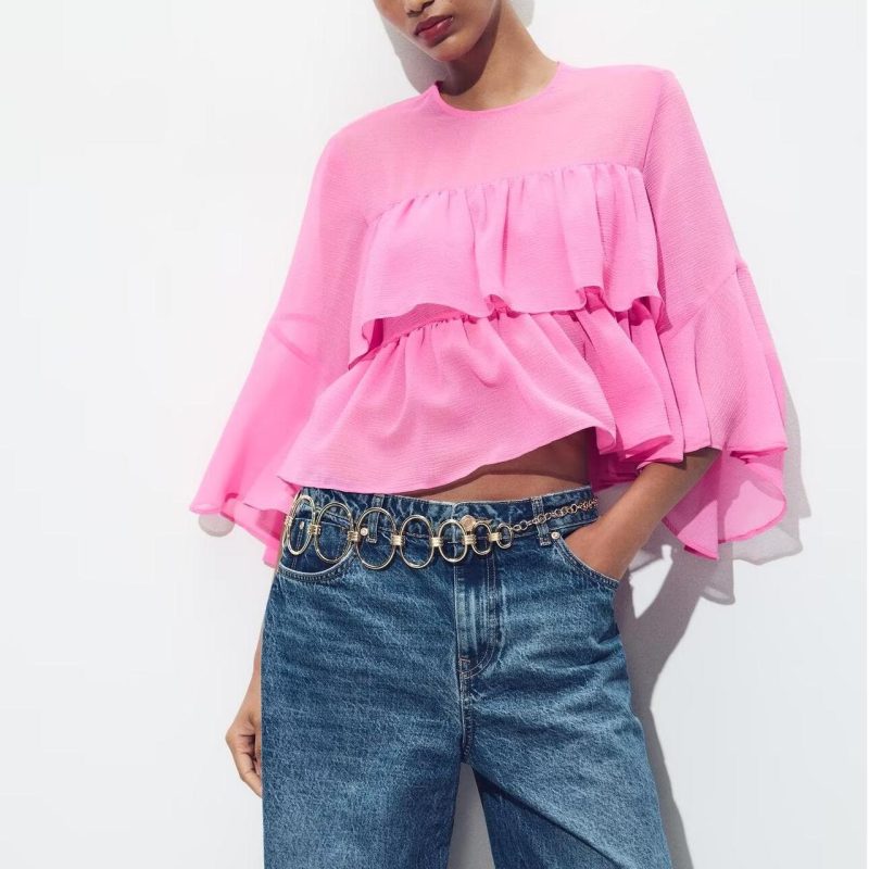Stylish Summer Shirt with Laminated Decoration