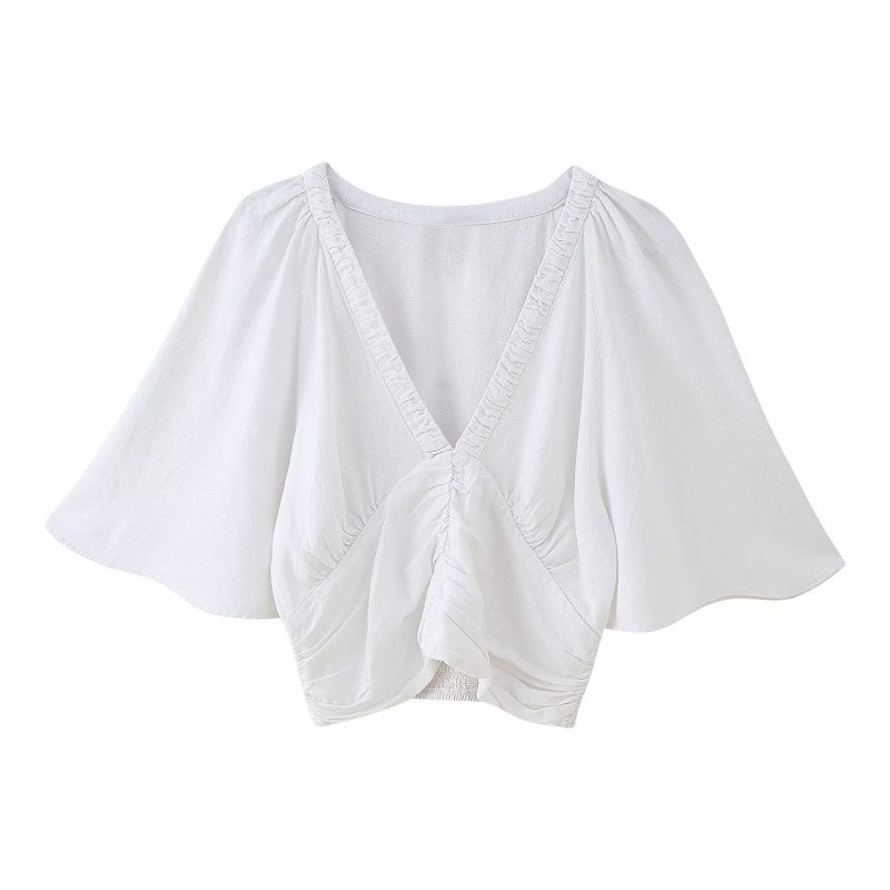Linen Blend Shirt with Laminated Sleeve Detail - Image 2