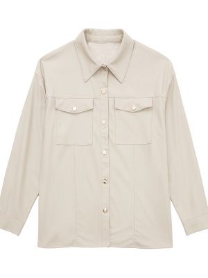 Fall Asymmetric Long Sleeve Shirt with Pockets