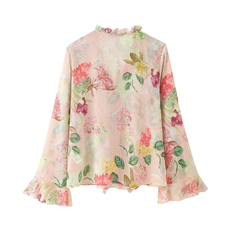 Floral Print Shirt with Laminated Decoration - Image 3