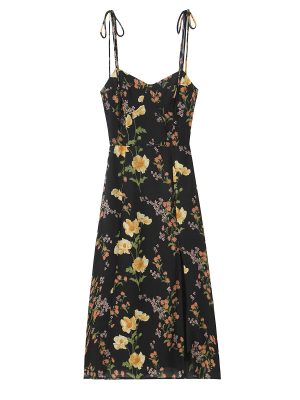 High Waist Floral Split Summer Slip Dress