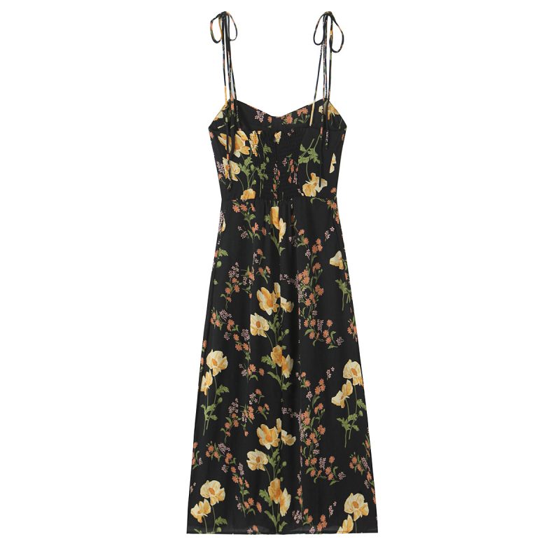 High Waist Floral Split Summer Slip Dress - Image 2
