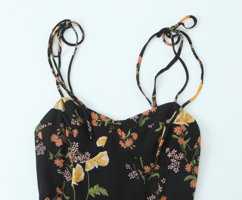 High Waist Floral Split Summer Slip Dress - Image 3