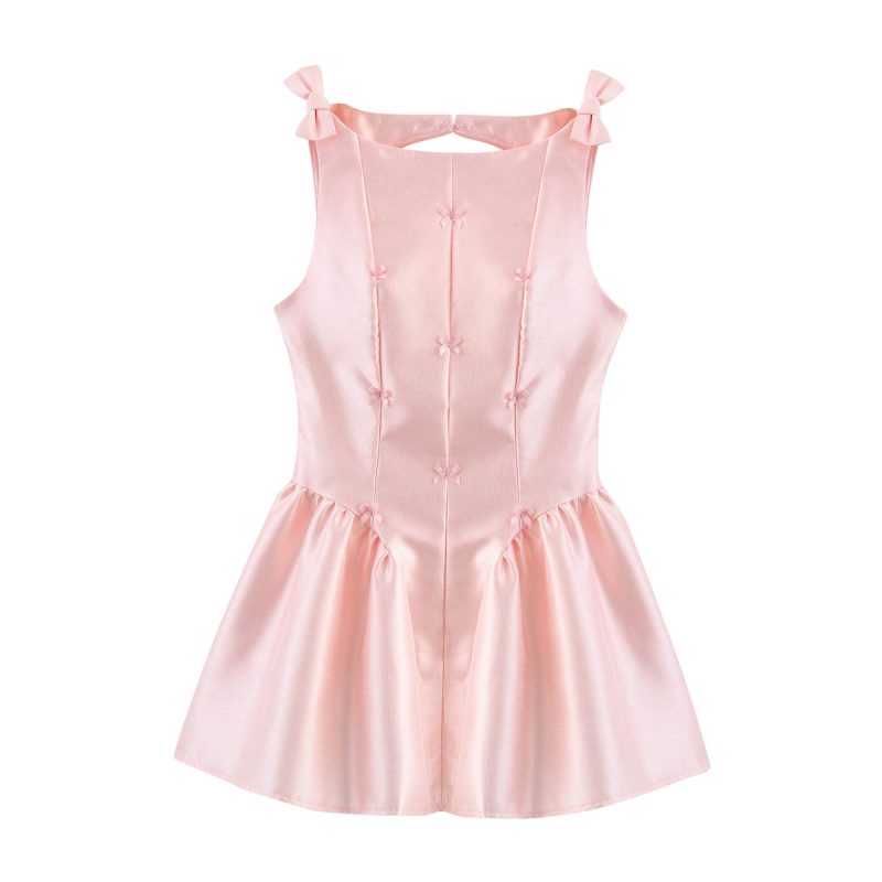 Summer Hollow Cutout Bowknot Pettiskirt Dress
