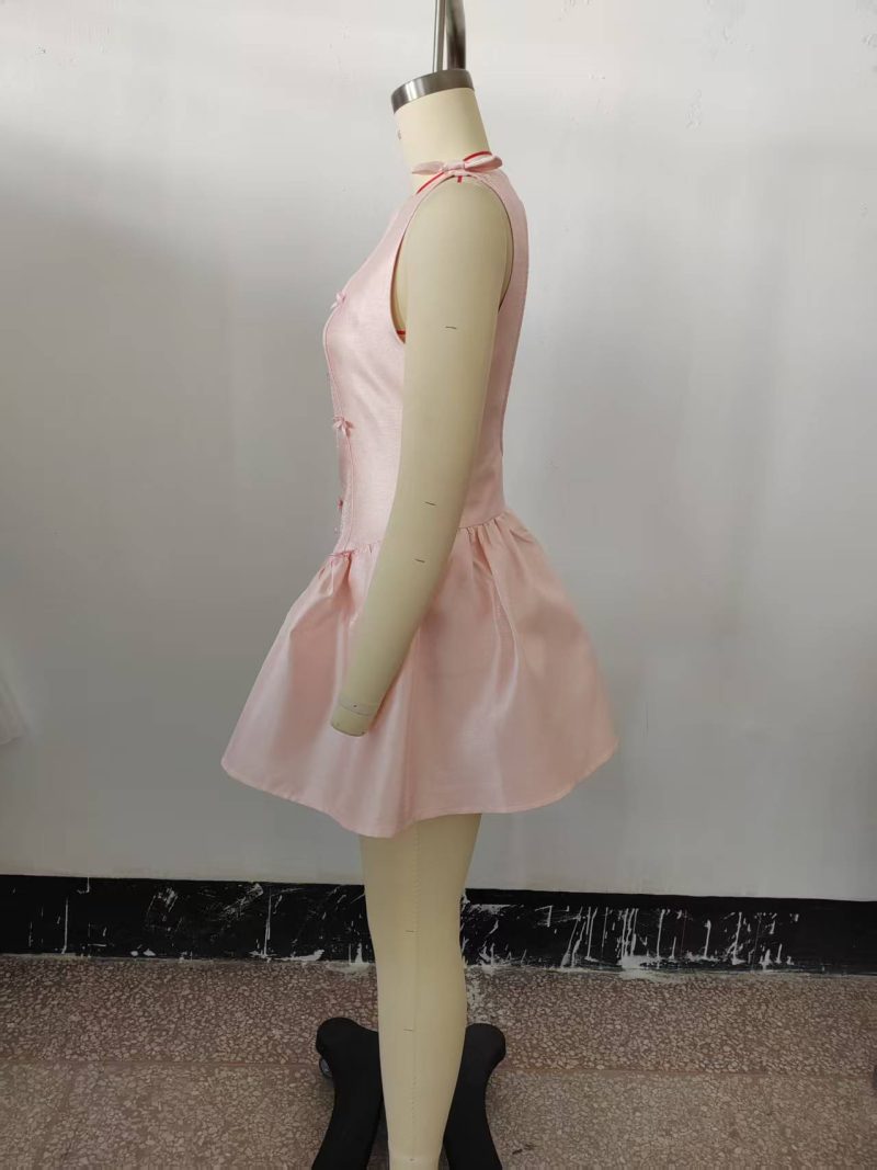 Summer Hollow Cutout Bowknot Pettiskirt Dress - Image 3