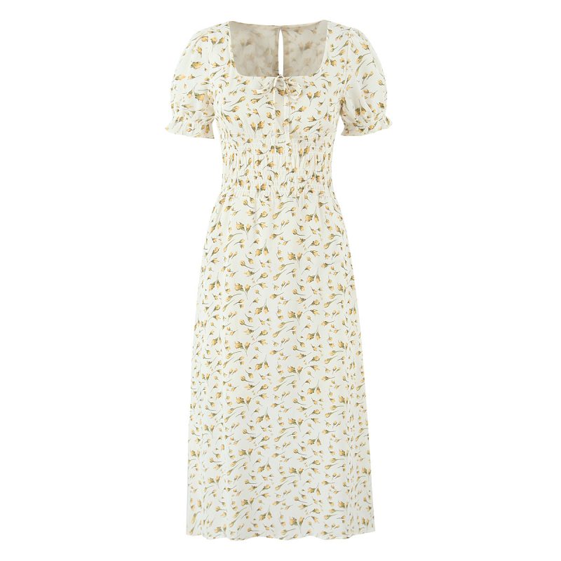 French Floral Mid-Length Slimming Summer Dress - Image 2