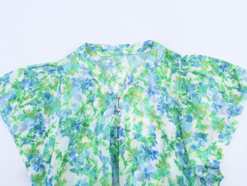Lace Print Fashion Shirt Mini Dress Women - Image 4