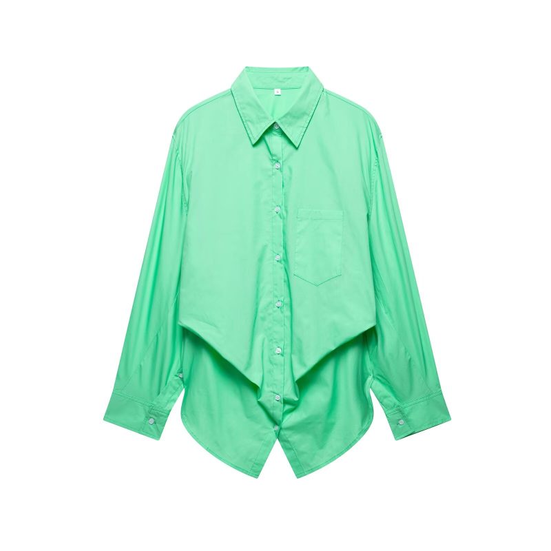Solid Color Loose Poplin Shirt for Spring - Image 3