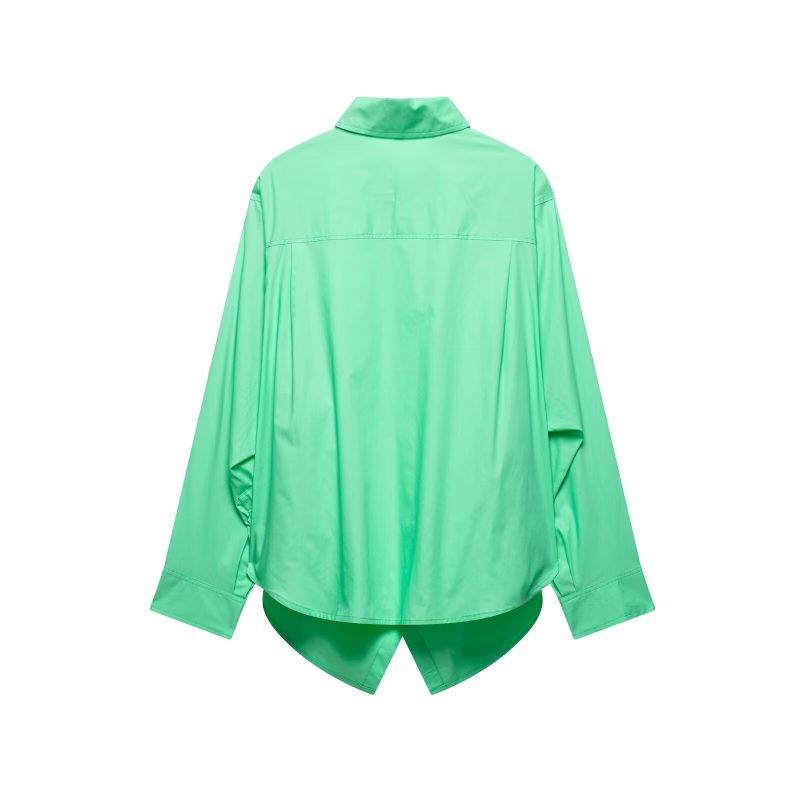 Solid Color Loose Poplin Shirt for Spring - Image 4