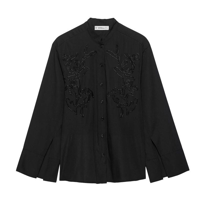 Spring Urban Casual Embroidered Long Sleeve Shirt - Image 3