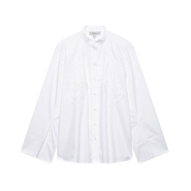 Spring Urban Casual Embroidered Long Sleeve Shirt - Image 4
