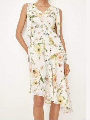 Women's Spring Printed Swing Collar Vacation Dress