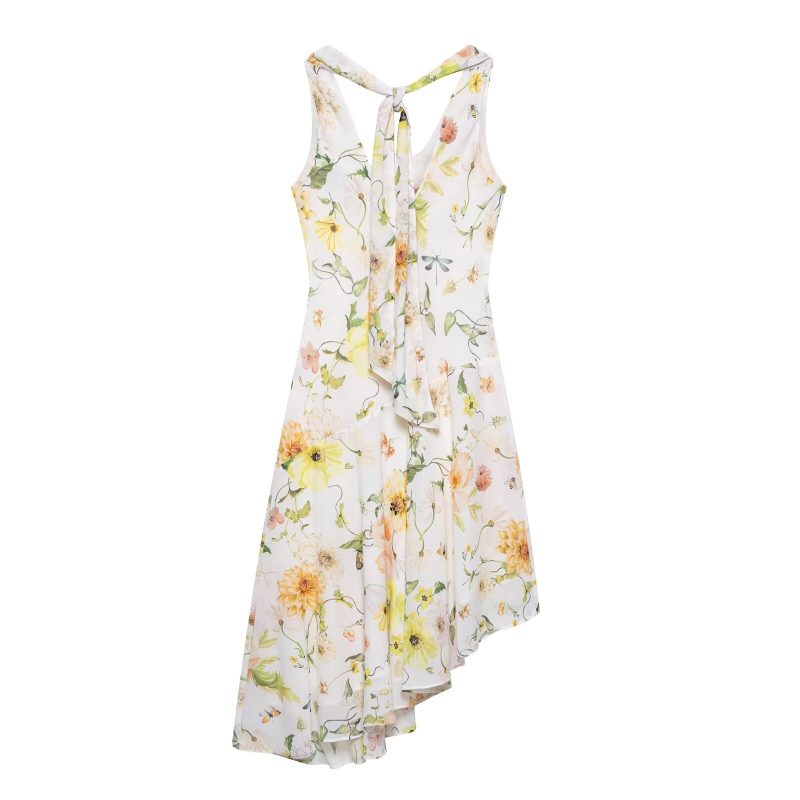 Women's Spring Printed Swing Collar Vacation Dress - Image 3