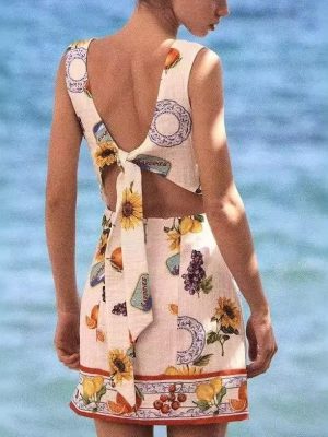 Summer Fashion V-Neck Dress with Bow