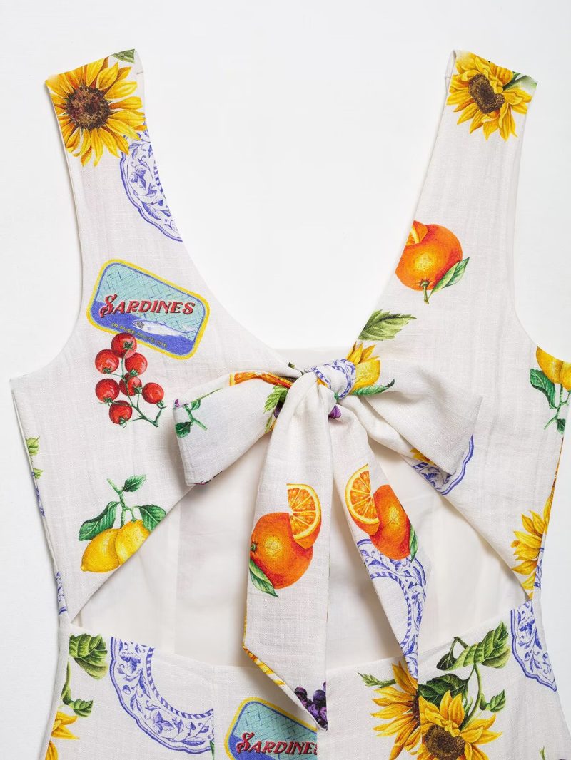 Summer Fashion V-Neck Dress with Bow - Image 2