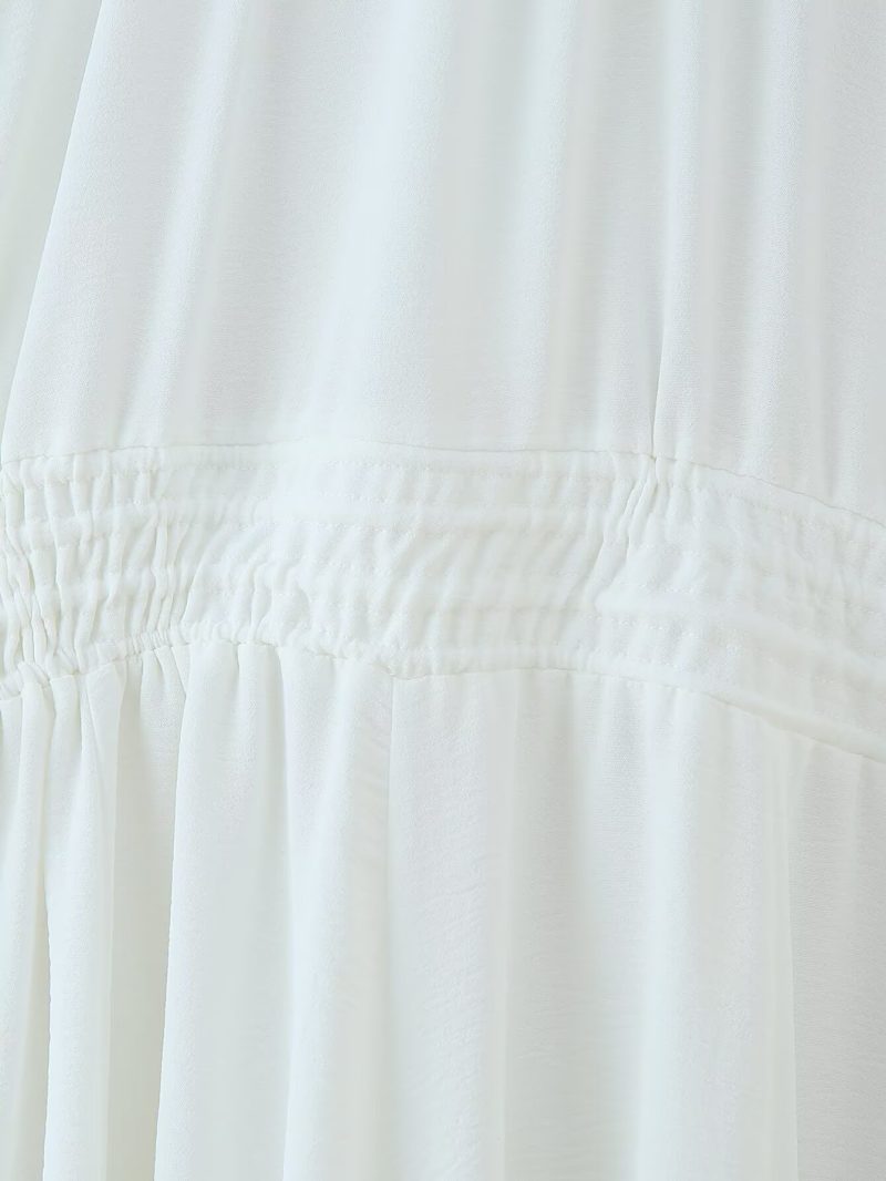 Ruffled Lace-Up Drawstring Long Sleeve Dress - Image 4