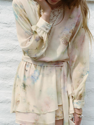 Summer Tie-Dye Lace Stitching Crochet Dress