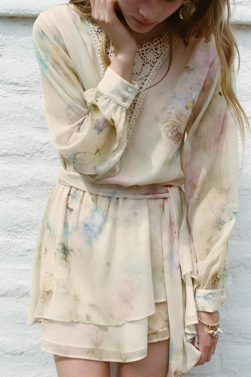 Summer Tie-Dye Lace Stitching Crochet Dress