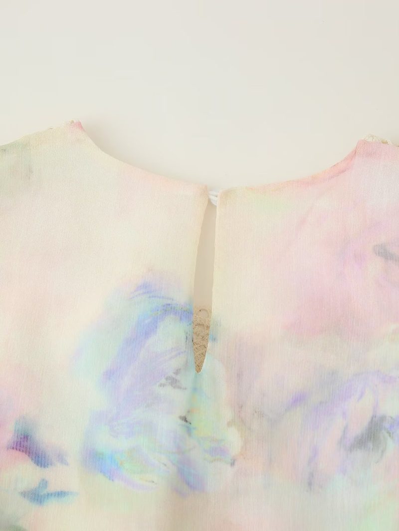 Summer Tie-Dye Lace Stitching Crochet Dress - Image 3