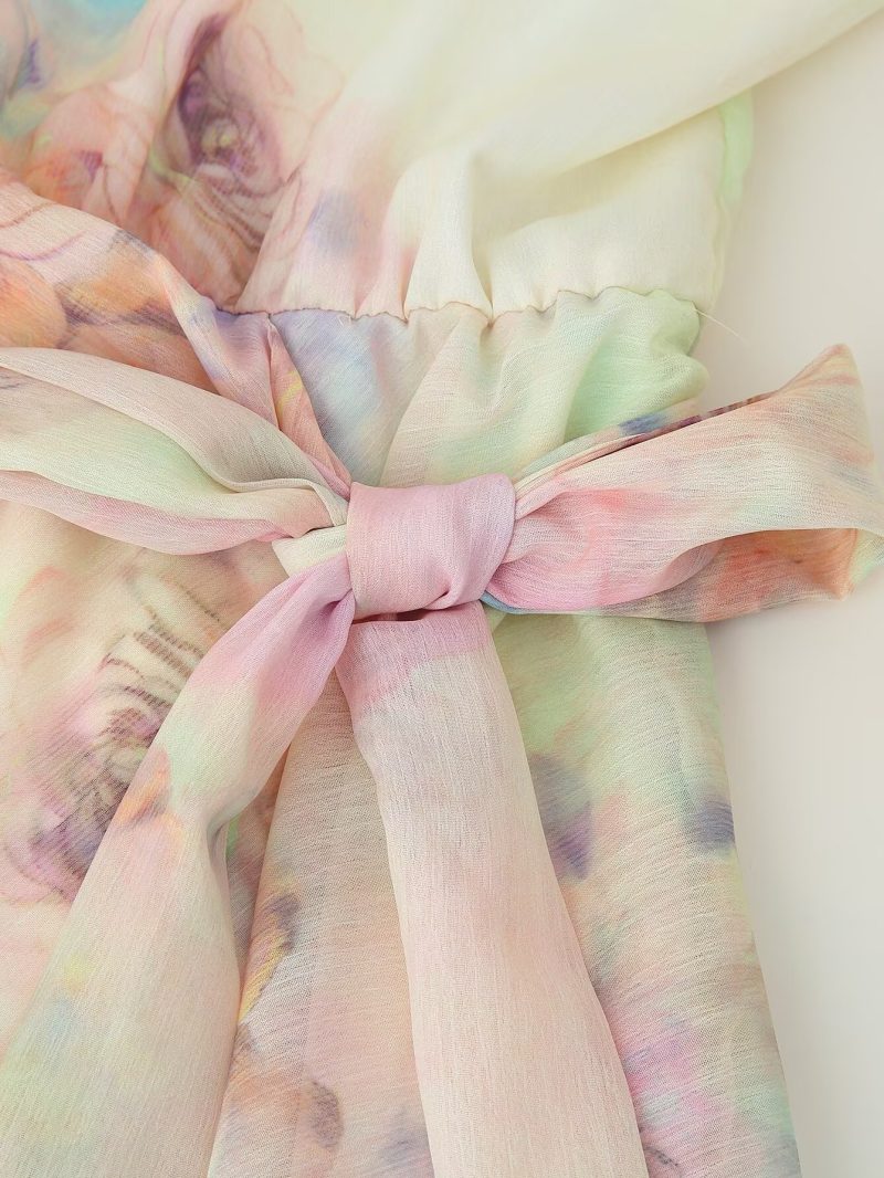 Summer Tie-Dye Lace Stitching Crochet Dress - Image 4