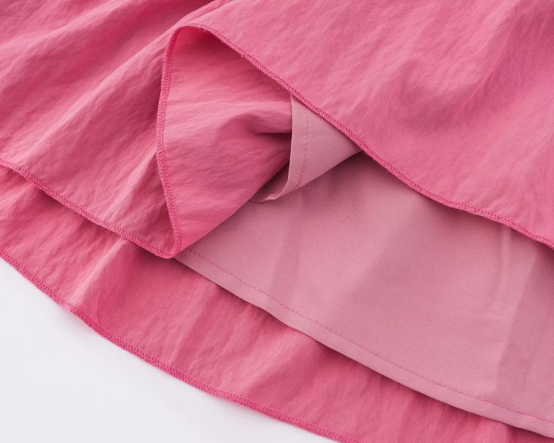 Vintage Pink Dress with Square Collar and Flying Sleeves - Image 3
