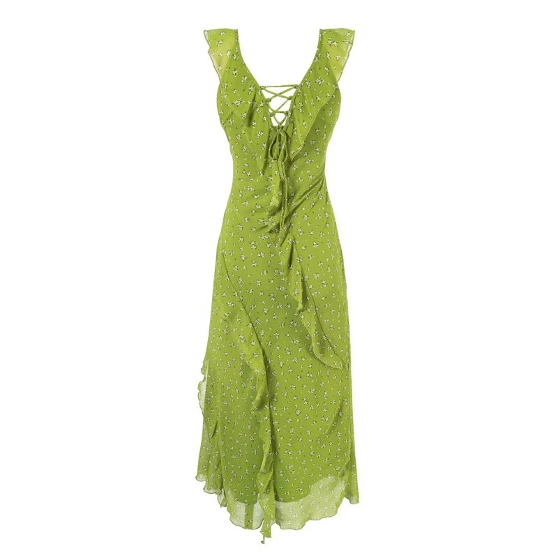 Floral Summer Dress with Flounce Sleeves