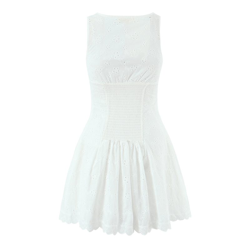 Lace Embroidered V-Neck Sleeveless Summer Dress - Image 3