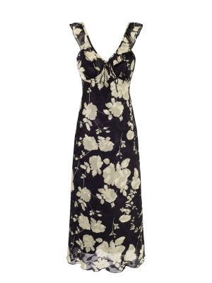 Retro Lace Floral Dress – Summer Waist Cinch