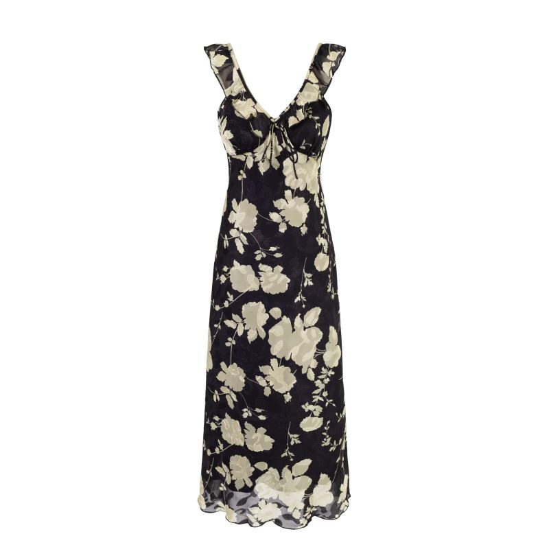 Retro Lace Floral Dress – Summer Waist Cinch