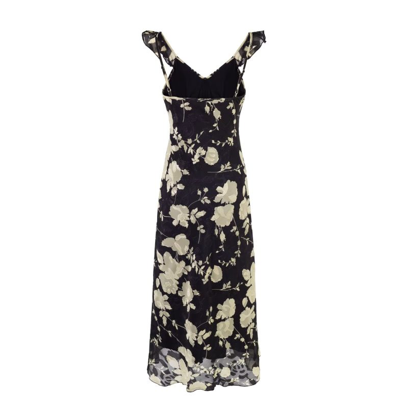 Retro Lace Floral Dress – Summer Waist Cinch - Image 2