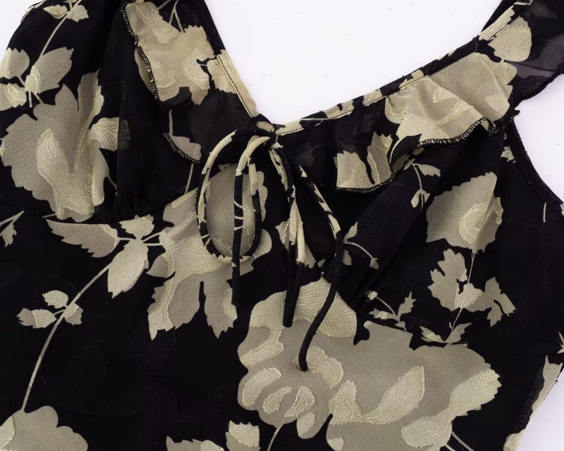 Retro Lace Floral Dress – Summer Waist Cinch - Image 3