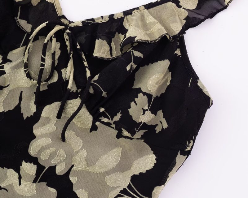 Retro Lace Floral Dress – Summer Waist Cinch - Image 4