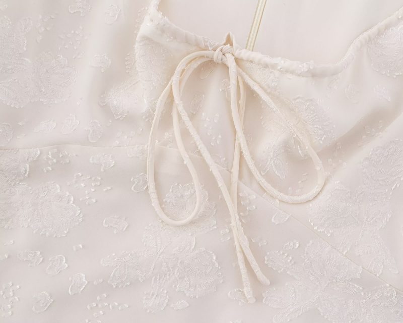 Vintage Jacquard Drawstring Slim Fit Summer Dress - Image 4