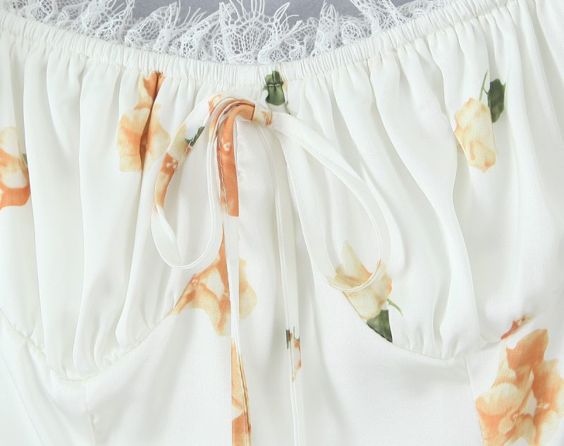 Sweet Puff Sleeve Lace A-Line Short Dress - Image 4