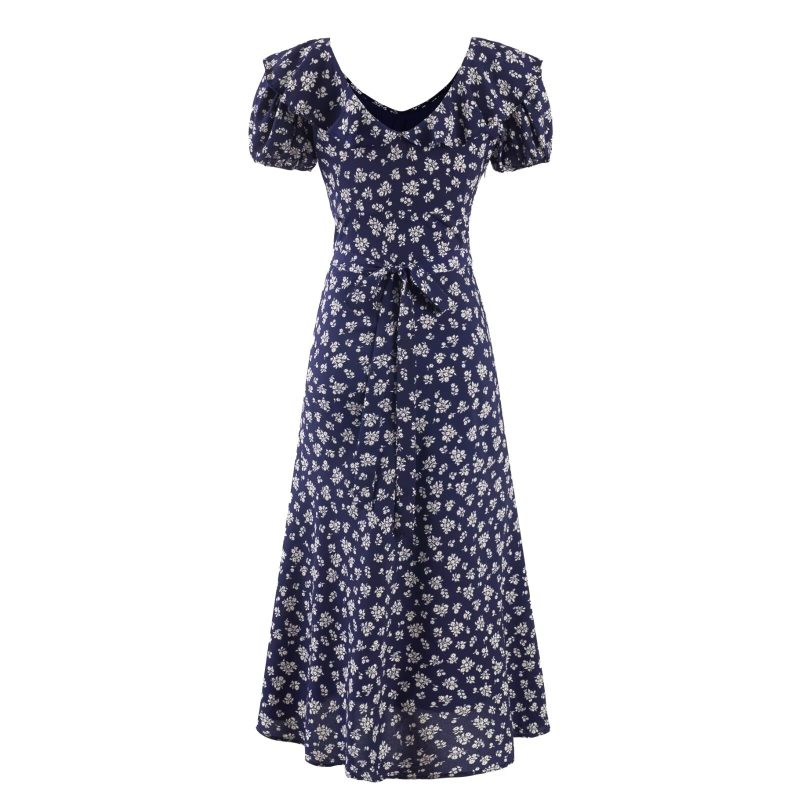 Floral Maxi Dress – Cinched Waist Summer Style - Image 2