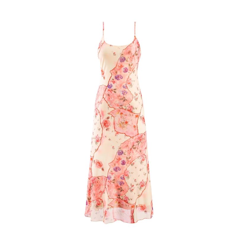 Summer Printed Slim Waist Suspender Dress