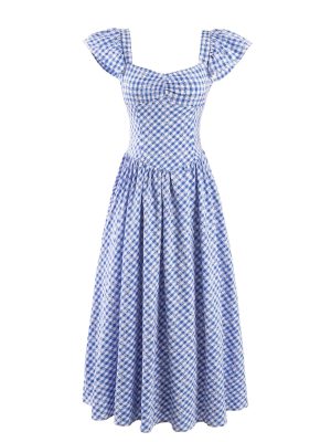 Pleated Square Collar Dress – Summer Plaid Vibe