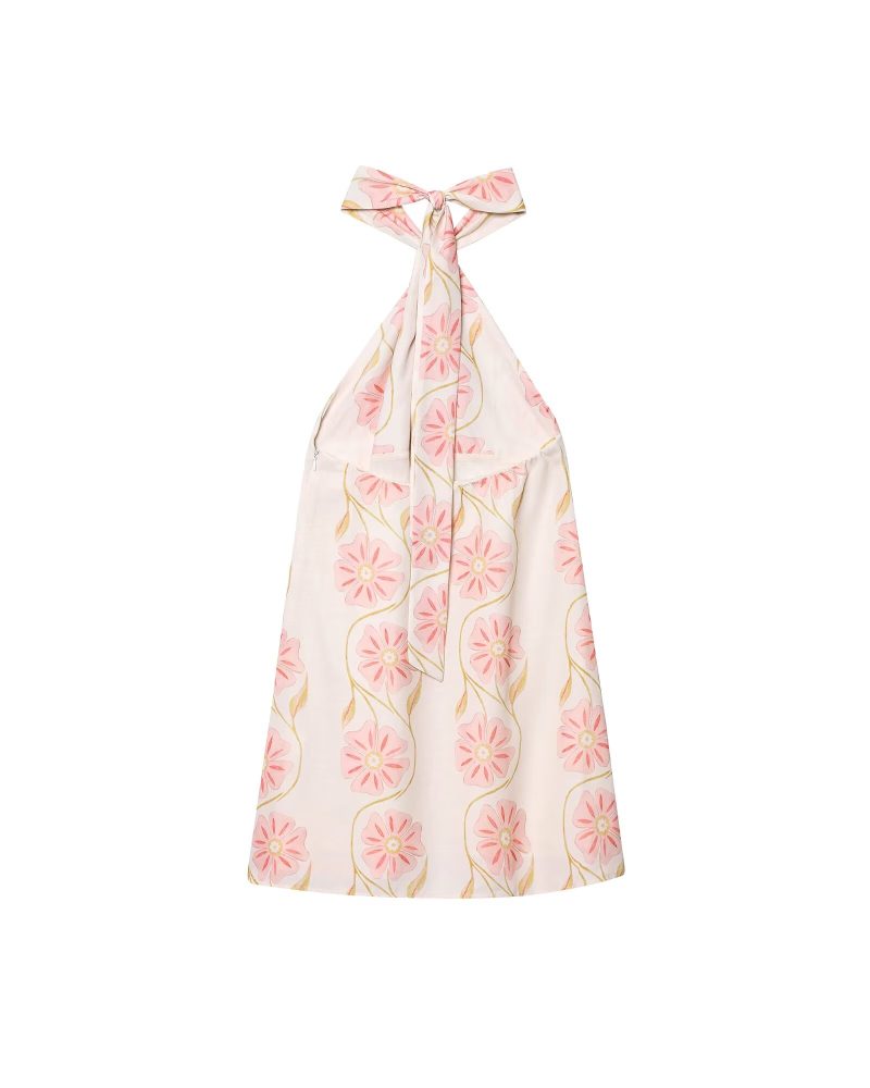 Summer Linen Halter Dress with Printed Design - Image 2