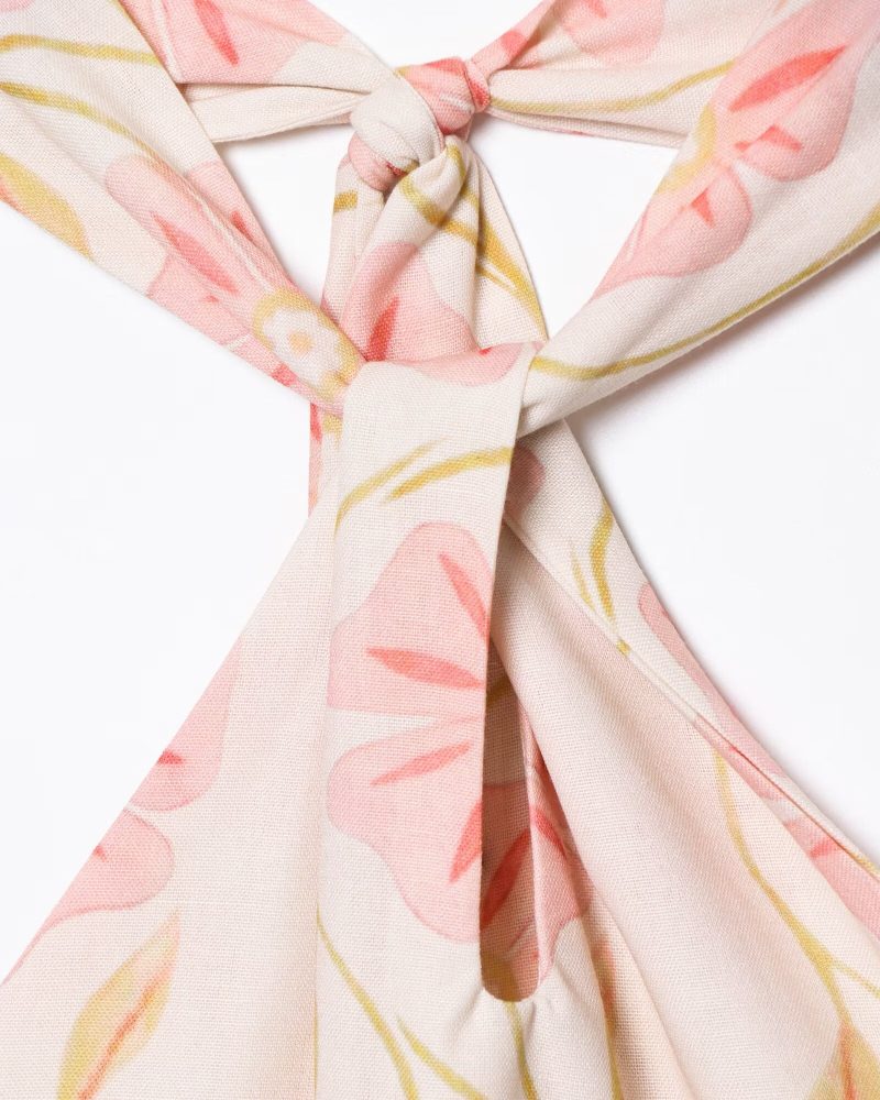 Summer Linen Halter Dress with Printed Design - Image 4