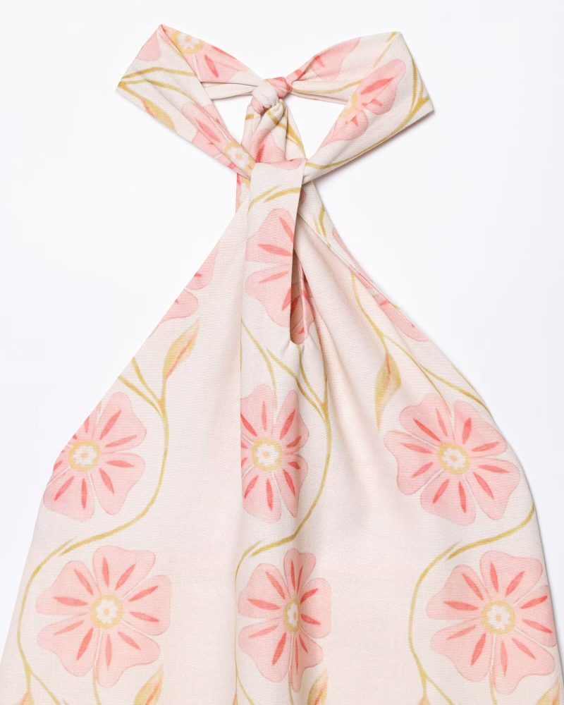 Summer Linen Halter Dress with Printed Design - Image 3
