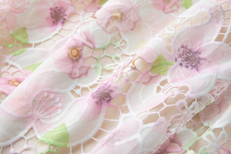 Floral Lace Applique Flutter Sleeve A-Line Dress - Image 4