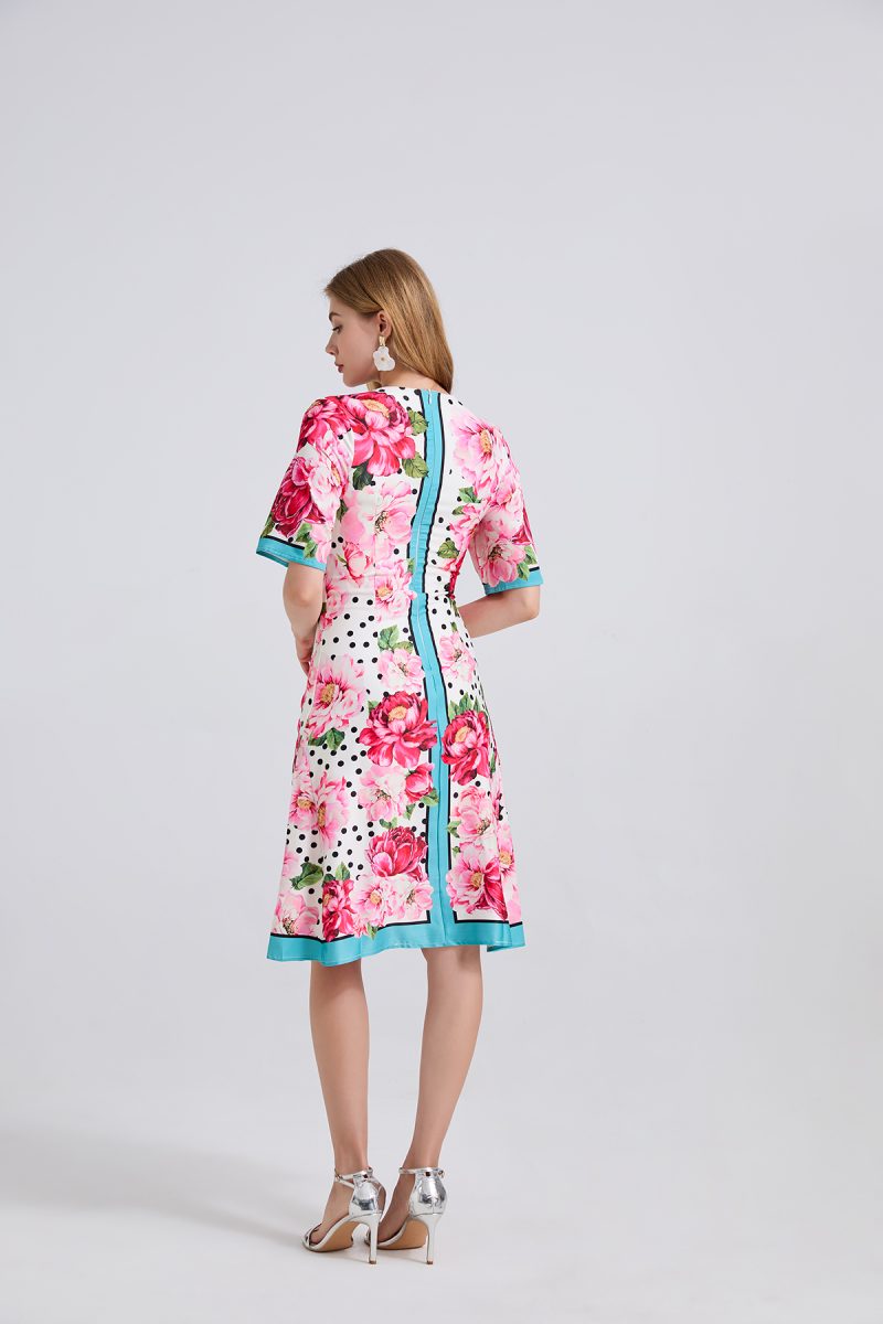 Summer Fitted High Waist A-Line Dress - Image 2