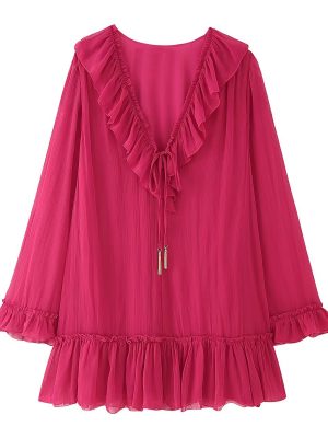 French Lace-Up Tassel Loose Summer Dress
