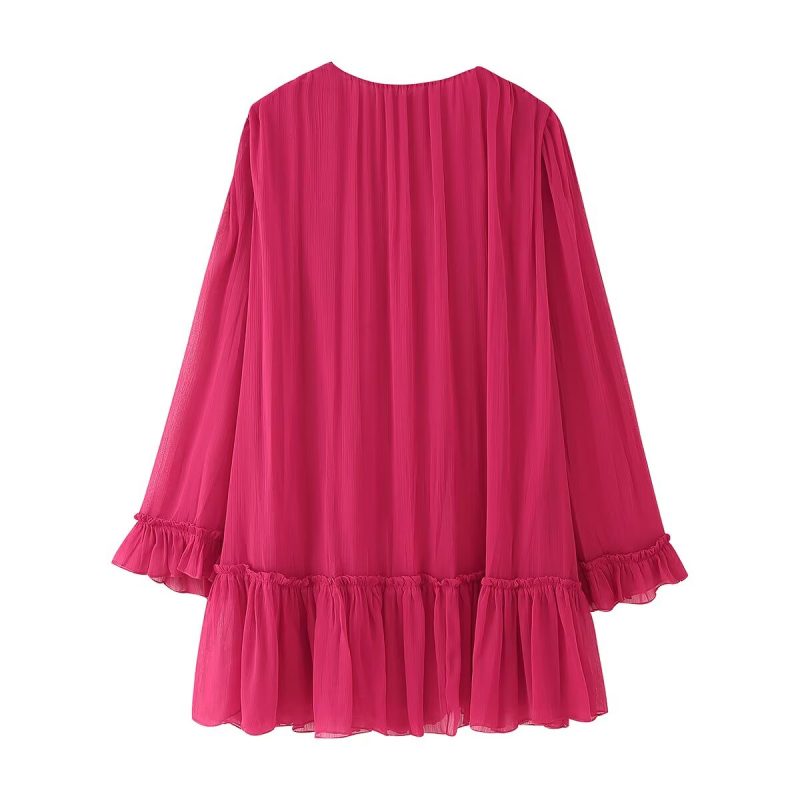 French Lace-Up Tassel Loose Summer Dress - Image 2