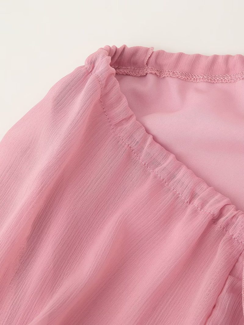 Ruffled Tie Waist Chiffon Layered Dress - Image 4